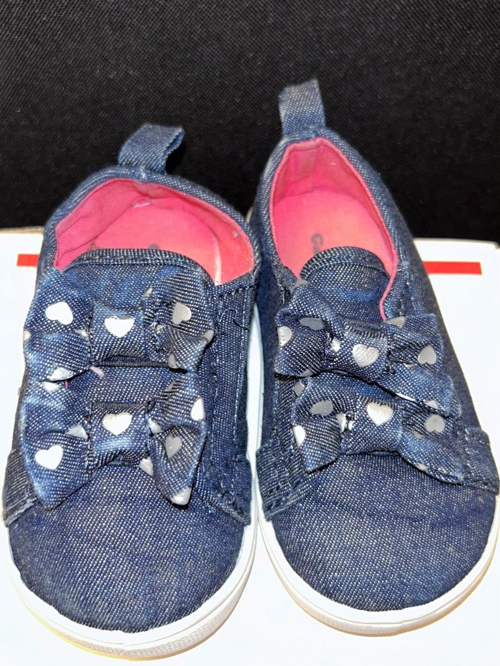 Garanimals Denim Slip-On Sneakers with Heart Bow Accents - Blue